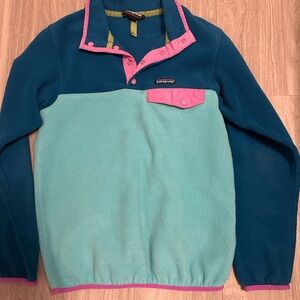 Patagonia Synchilla Women's XXS Fleece Teal Purple Seafoam 1/4 Snap